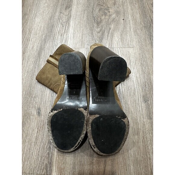 KATE SPADE New York BAISE bootie SIZE 9 M Block Heel Suede Leather Tobacco Brown - Picture 8 of 13